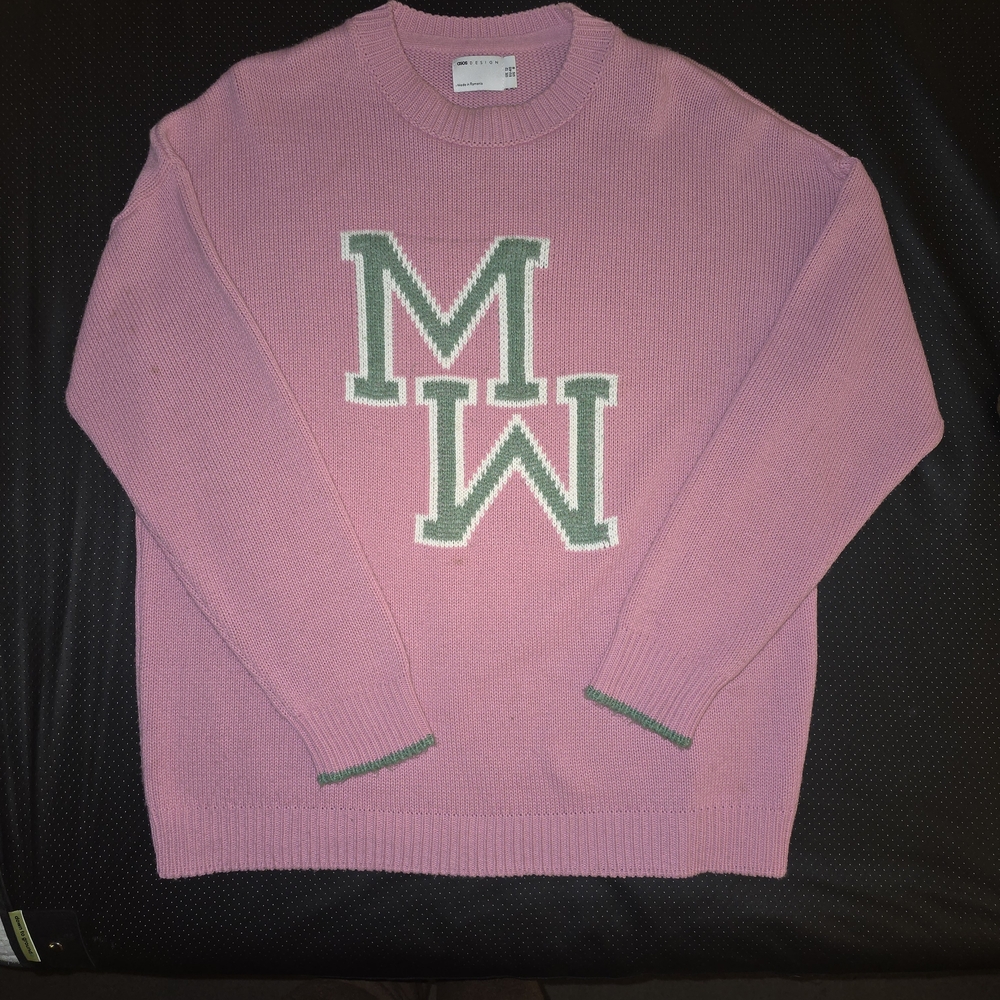 ASOS Oversized Pink and Green Crewneck Sweater